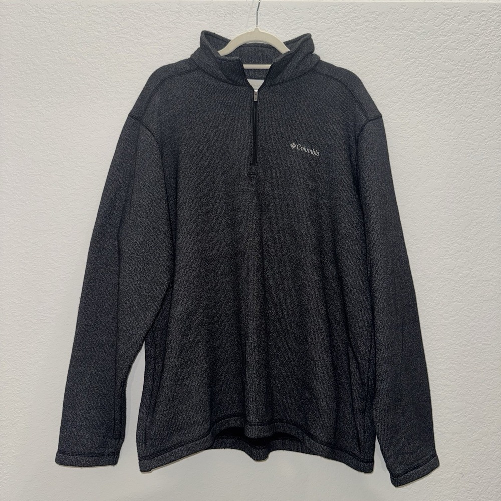 Columbia Men's Size XL Fleece Collared Pullover 1/4 Zip Sweatshirt Charcoal Gray